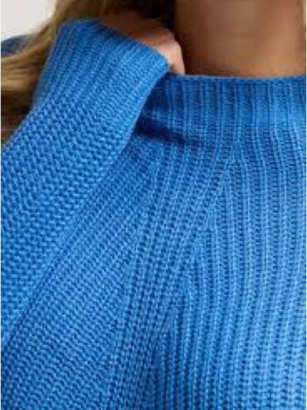 LOFT Electric Blue Ribbed Crewneck Sweater